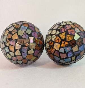 Uxcell 2 Decorative Ball for Bowls, 4 Inch Mosaic Glass Balls Decorative Glass O